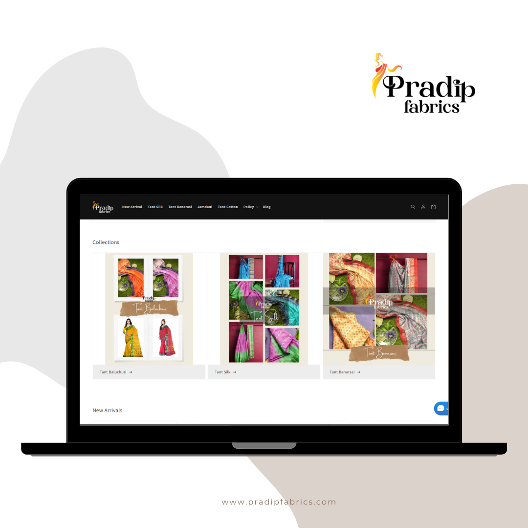 Pradip Fabrics Website's Collections Showcase